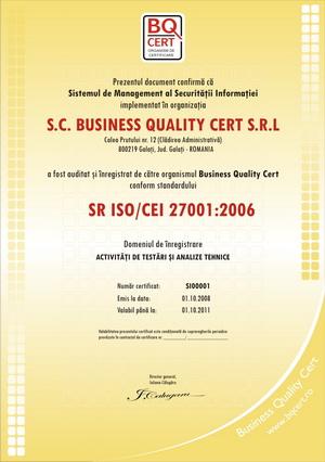 Certificare sistem de management al securitatii informatiei