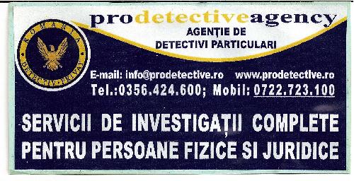 PRO DETECTIVE AGENCY Agentie autorizata de detectivi particu