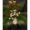 Aranjament floral pe cos crini trandafiri si eustoma-1344 -