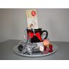 Cadou de Craciun Set ceramic 4 piese handmade alb negru