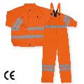 Costume salopeta portocalie cu benzi reflectorizante