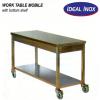 Masa de lucru inox cu polita inferioara si rotile