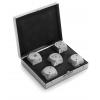Set joc de 5 zaruri ambalat intr-o cutie din aluminiu