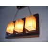 Suspensie lumini Boston 3 becuri lemn wenge abajur marmorat