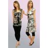 Top voal imprimeu geometric alb negru