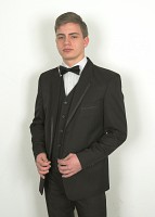 Costum slim cu garnitura saten