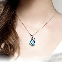 Pandantiv Tear Drop cu lantisor placat cu argint 925