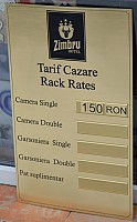 Tarifar gravat pentru hotel, pensiune, motel