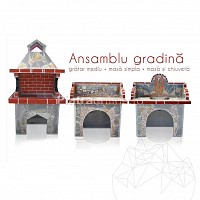 Ansamblu Gratar Gradina Family - Placat cu piatra poligonala