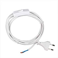 Cablu de alimentare cu priza si intrerupator, alb