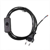 Cablu de alimentare cu priza si intrerupator, negru