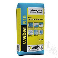 Glet de finisaj pe baza de ciment alb - Weber N15 -20kg