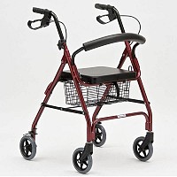 Rolator pliabil cu 4 roti, frana, scaun si cos, din otel - F