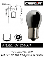 Set bec semnalizare crom 12V 21W asimetric BAV-725061