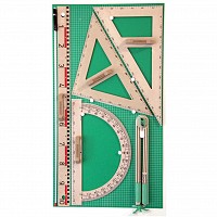 Trusa de instrumente geometrice pentru tabla din lemn