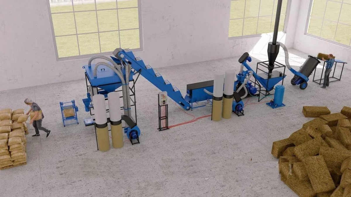 LINIE PENTRU PELETI DIN PAIE/RUMEGUS, COMPLETA, productie 400Kg/h,  ACHIZITIE POSIBILA SI PRIN FONDURI UE