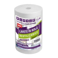 Lavete embosate in rola reutilizabile, pretaiate, celuloza + poliester, albe, 20x30cm, 100gr/m2, 75 buc/rola