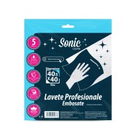 Set 5 Lavete Profesionale Embosate 40x40cm, albe