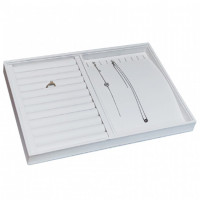Tava piele ecologica alba pentru expunere inele si bratari 35x24x3cm Tava piele ecologica alba pentru expunere inele si