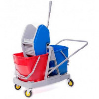 Carucior curatenie cu 2 galeti, cadru plastic si storcator, 60 litri