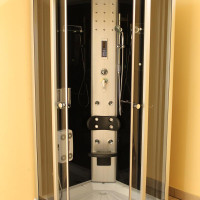 cabina cu hidromasaj si sauna umeda 100x100cm pe colt
