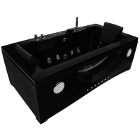 cada baie cu hidromasaj si aeromasaj acril negru 180x90x61 cm cromoterapie sistem dezinfectie cu Ozon, bluetooth