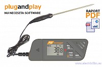 Inregistrator temperatura cu sonda externa, USB cu raport PDF