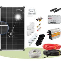 Kit solar fotovoltaic 150W pentru iluminat 12V - cu invertor