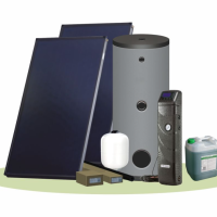 Pachet solar (kit) complet apa calda menajera pentru 4-6 persoane (PF Confort Plus ZPS) cu boiler 200 l