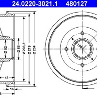 Disc tambur frana ATE ATE 24.0220-3021.1 pentru Dacia, Renault