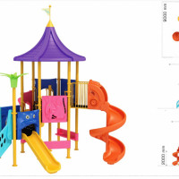 echipament loc de joaca din plastic metal cu tobogan pentru copii