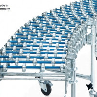 Conveior gravitational extensibil cu rotite din metal