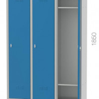 Vestiar metalic cu 3 usi, 2 rafturi, 1200x400x1850mm