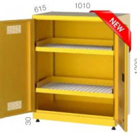 Dulap depozitare substante chimice cu 2 cuve de retentie si tava, 1010x615x1200mm