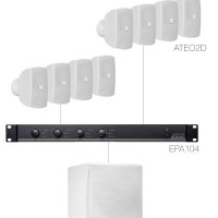 Sistem audio 8 difuzoare de perete + amplificator si subwoofer Audac SUBLI2.9E/W