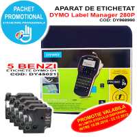 Aparat de etichetat profesional DYMO Label Manager 280P kit si 5 benzi cod DY45021; Cod Produs: PROM136