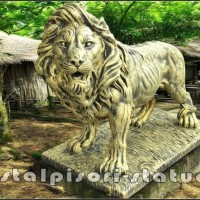 Statueta leu mare in picioare, auriu antichizat, model S33.