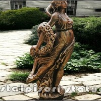 Statueta domnita cu flori, auriu patinat, model S50.