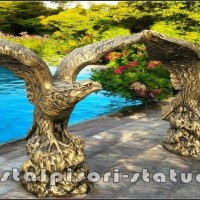 Statueta vultur, acvila, soim, auriu patinat, model S35.