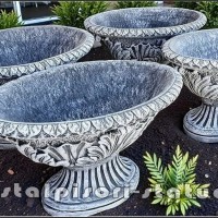 Vaza mare, ornament stejar, gri antichizat, model V5.