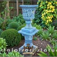 Set vaza cu soclu, gri patinat, model V1-S6.