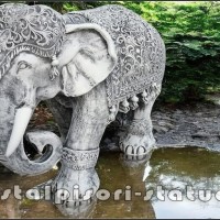 Statueta elefant mare, gri patinat, model S54.