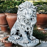 Statueta leu in sezut, gri patinat, model S46.