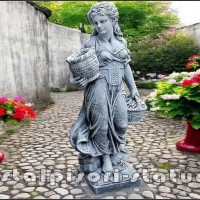 Statueta fata cu cosulete, gri patinat, model S23.