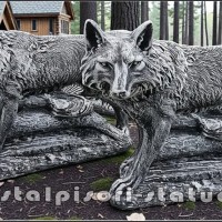 Statueta animal lup, gri patinat, model S78.