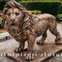 Statueta leu mare in picioare, aramiu antichizat, model S33.