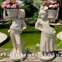 Statuete copii cu cosulete, galben patinat, model J3,J4.