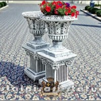 Set soclu cu vaza, gri patinat, model S64-V3.