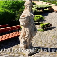 Statueta fata cu cosulete, galben patinat, model S23.