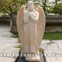 Statueta ingeras mare, galben patinat, model S20.